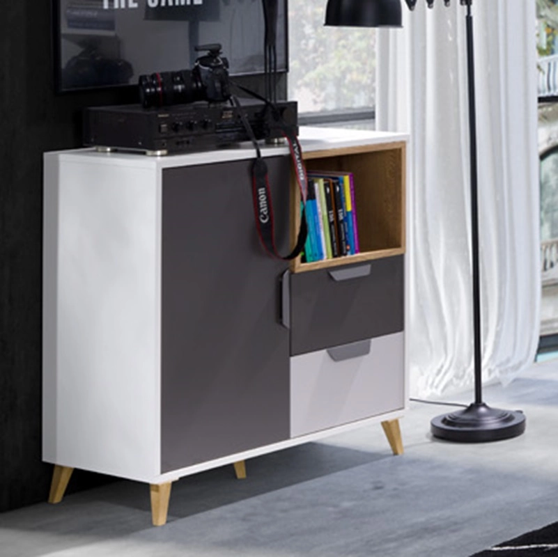 Comò cameretta ragazzi 80xH84 rovere antracite bianco Ala