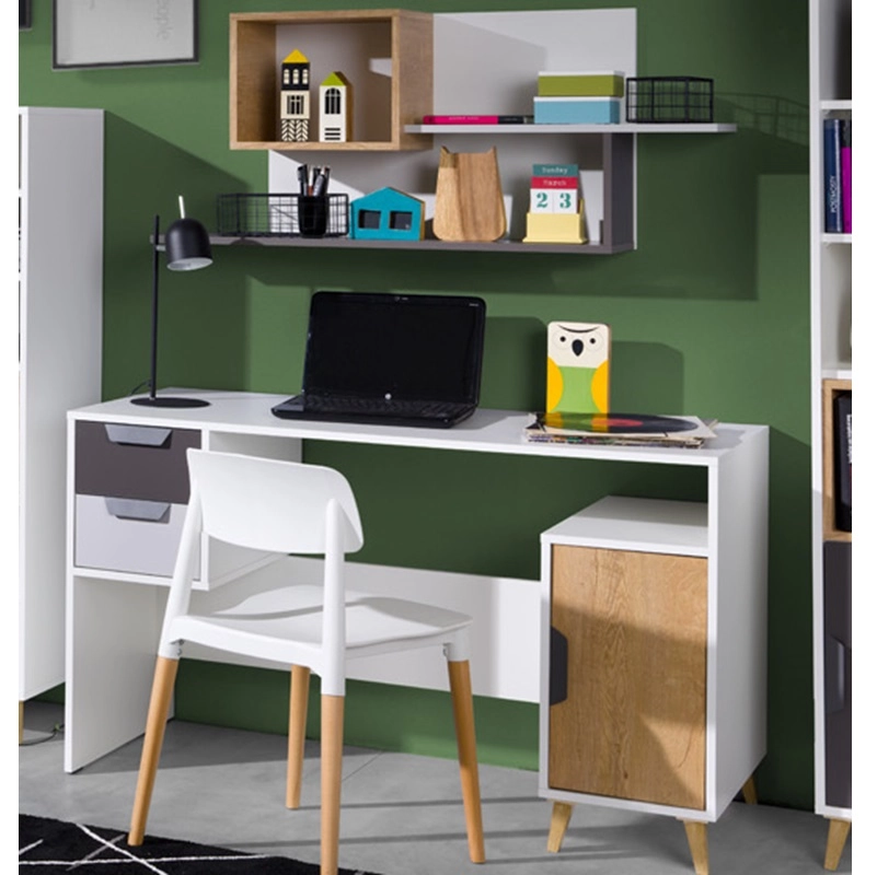 Scrivania pensile bambini mensola 130xH76 rovere antracite bianco Ala