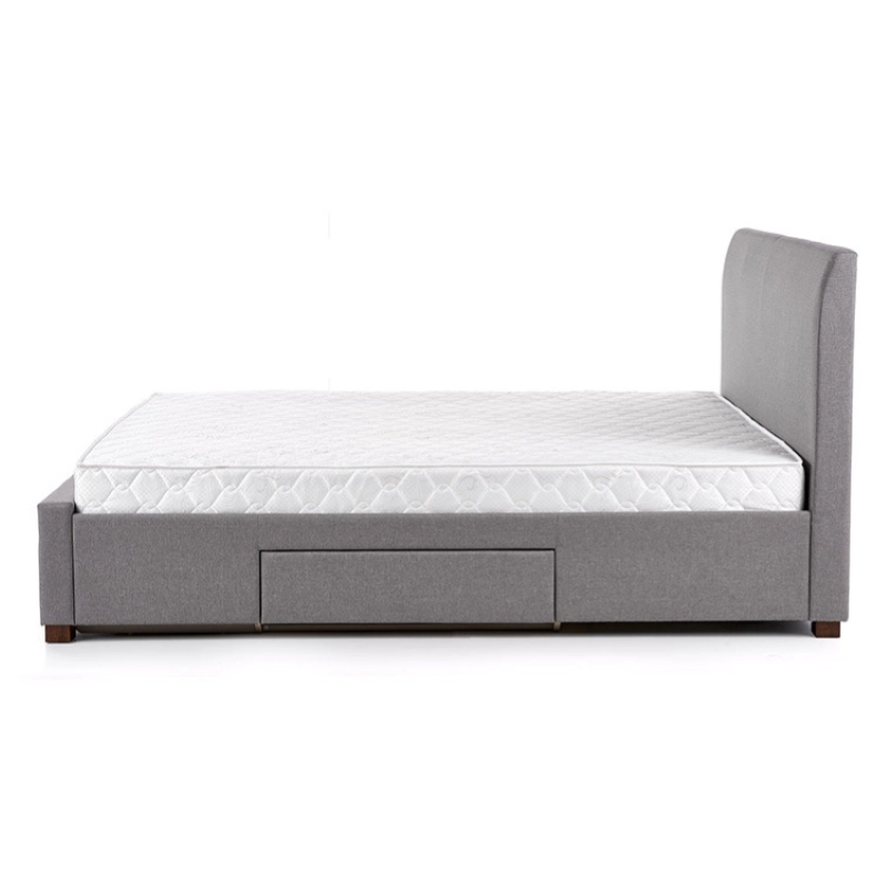 Letto matrimoniale contenitore 160x200 in tessuto grigio cassettoni Venezia