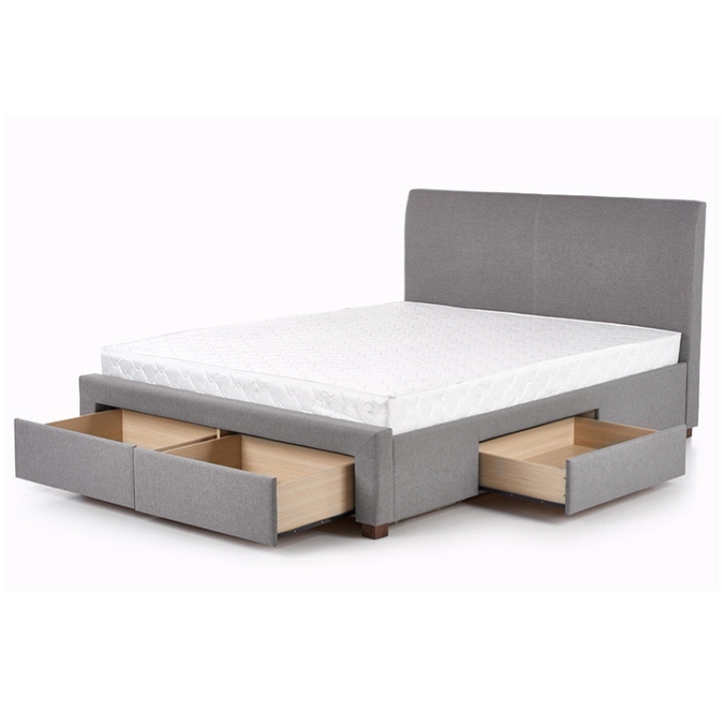 Letto matrimoniale contenitore 160x200 in tessuto grigio cassettoni Venezia