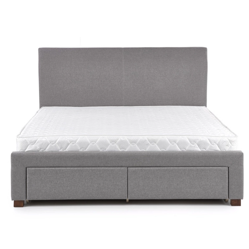 Letto matrimoniale contenitore 160x200 in tessuto grigio cassettoni Venezia