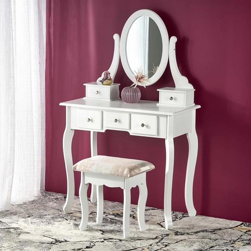 Toeletta con specchio trucco sgabello portagioie shabby bianca Charlotte
