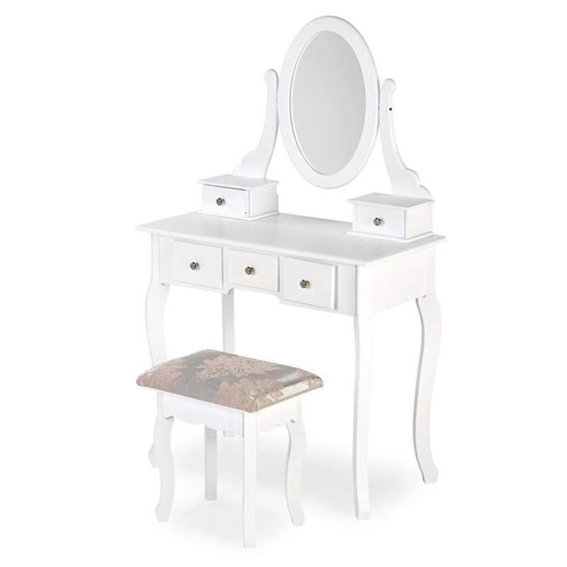 Toeletta con specchio trucco sgabello portagioie shabby bianca Charlotte