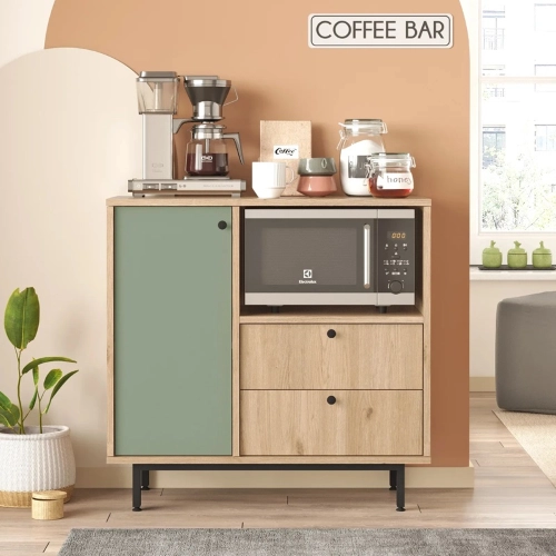 Mobile da cucina dispensa multiuso microonde 88xH85 cm rovere verde Funnel