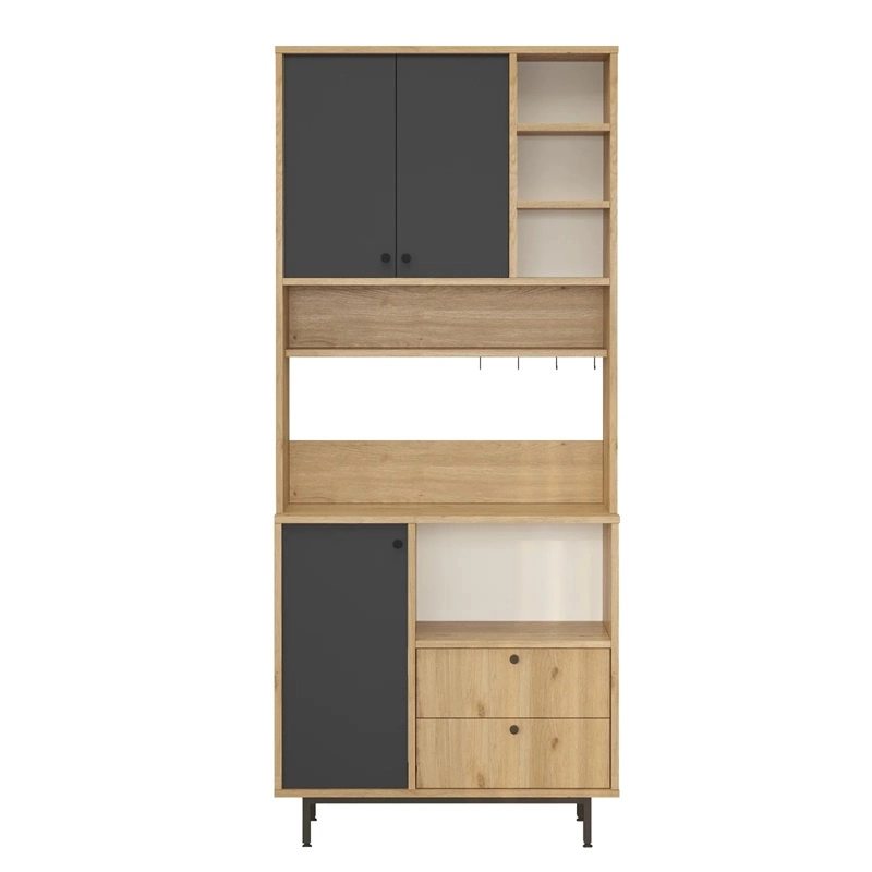 Mobile da cucina dispensa multiuso microonde 88xH205 cm antracite rovere Glass