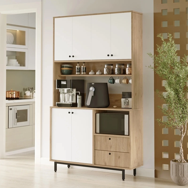 Mobile da cucina dispensa multiuso microonde 120xH205 cm bianco rovere Commis