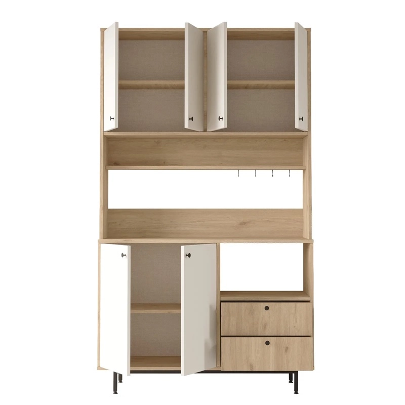 Mobile da cucina dispensa multiuso microonde 120xH205 cm bianco rovere Commis
