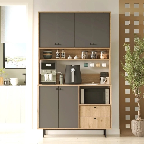 Mobile da cucina dispensa multiuso microonde 120xH205 cm rovere antracite Commis