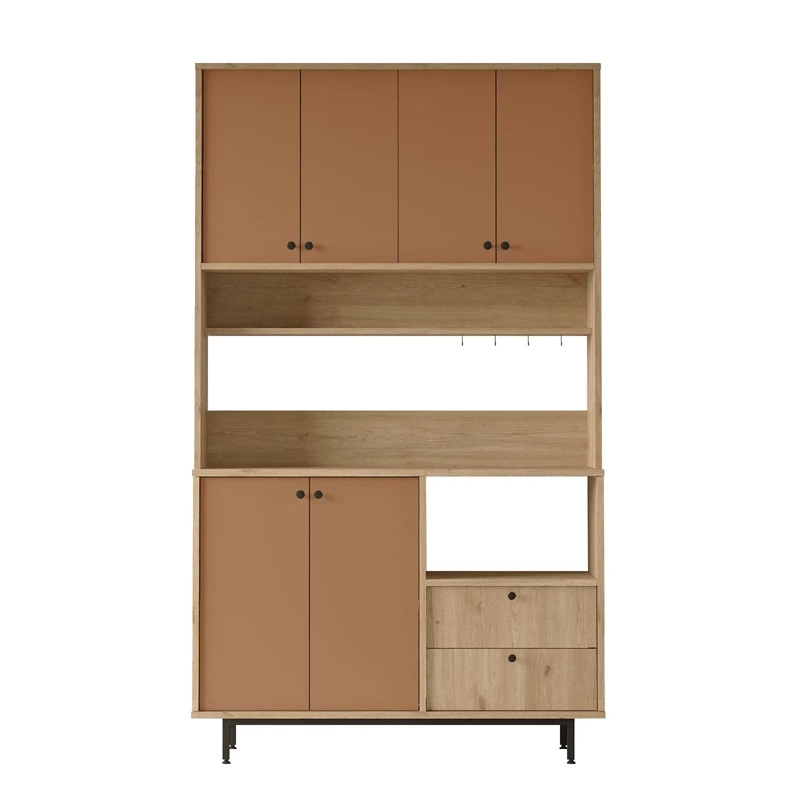 Mobile da cucina dispensa multiuso microonde 120xH205 cm rovere mattone Commis