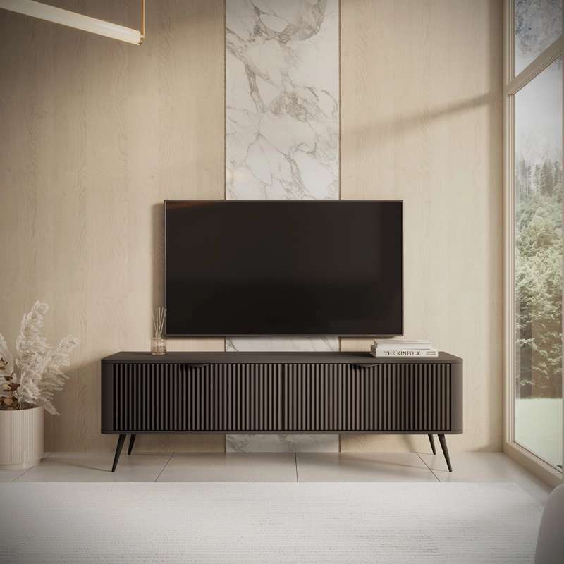 Mobile porta tv moderno design 163xH51 cm nero Clio