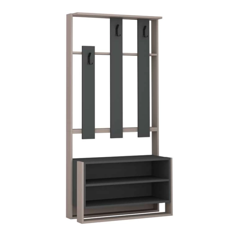 Mobile ingresso moderno 90xH180 appendiabiti tortora antracite Ibra