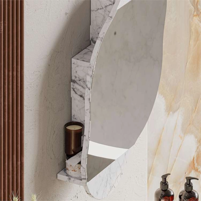 Specchio bagno pensile moderno 3 vani 60xH75 marmo Carrara