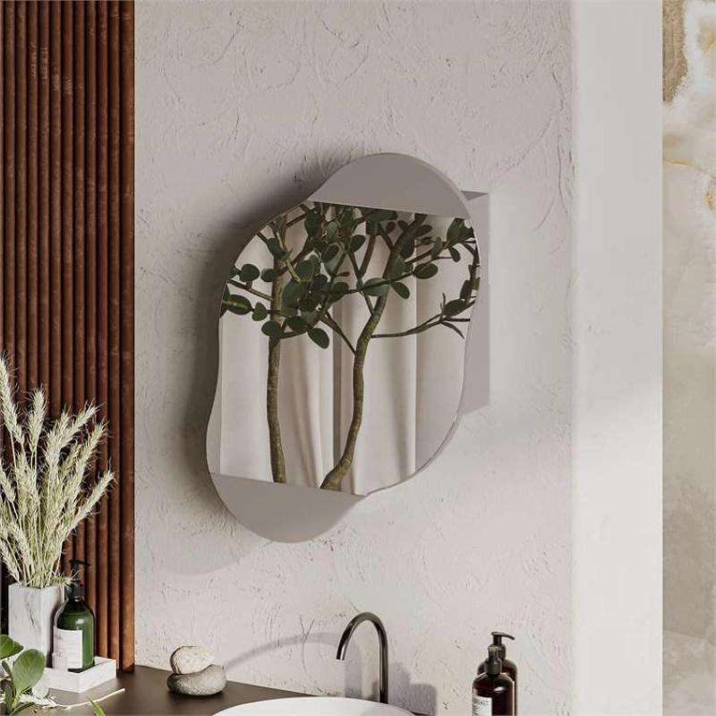 Specchio bagno pensile moderno 3 vani 60xH75 tortora Carrara