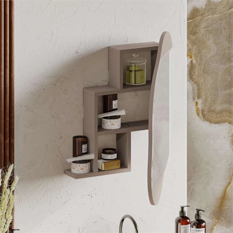 Specchio bagno pensile moderno 3 vani 60xH75 tortora Carrara