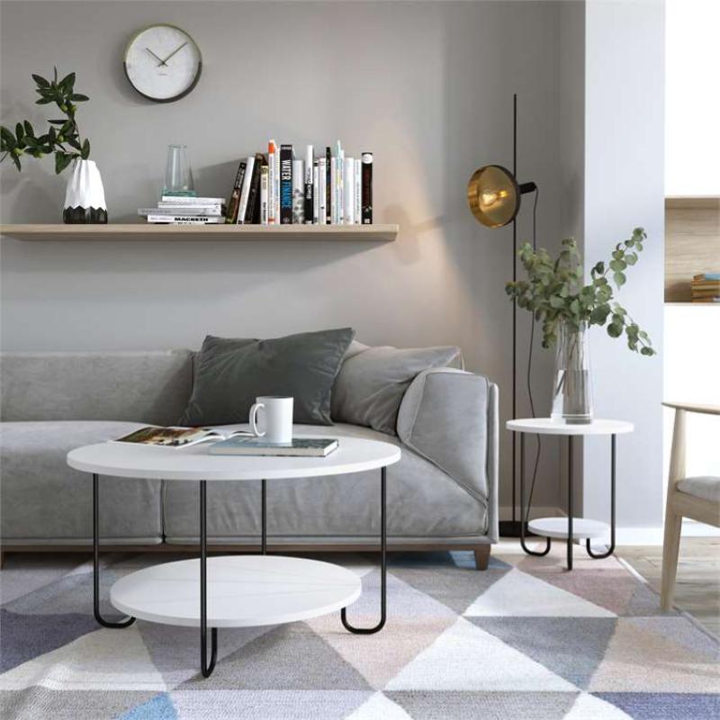 Tavolino soggiorno moderno design 80xH80 bianco Kansas