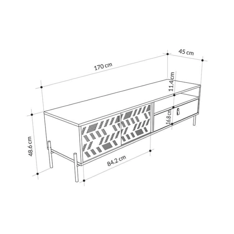 Mobile porta tv moderno design 170xH48 bianco Baobab