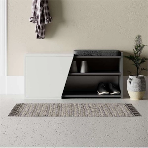 Cassapanca scarpiera moderna 105xH47 ingresso cuscino bianco antracite Derby