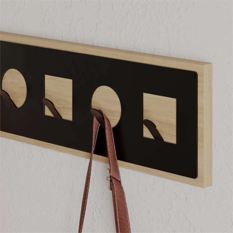 Appendiabiti a muro attaccapanni ingresso mensola 54xH16 rovere nero Saul