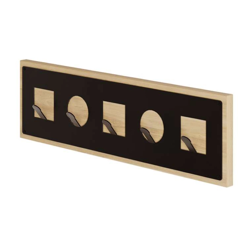 Appendiabiti a muro attaccapanni ingresso mensola 54xH16 rovere nero Saul