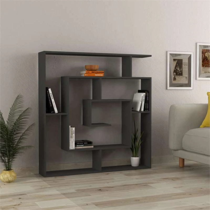 Libreria moderna design soggiorno 125xH129 antracite Maze