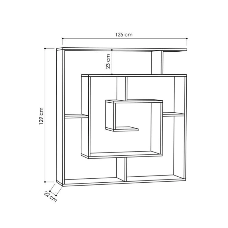 Libreria moderna design soggiorno 125xH129 tortora Maze