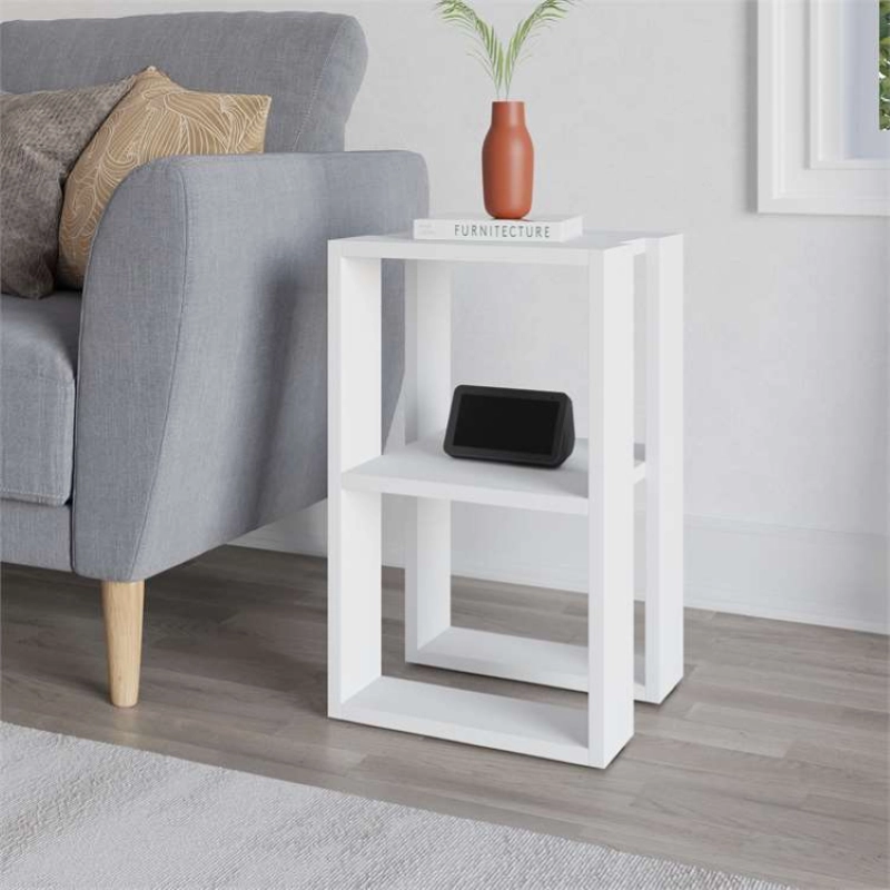 Comodino moderno design libreria 34xH55 bianco Cesar