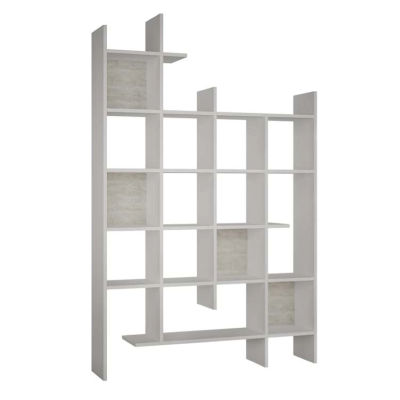 Libreria moderna parete soggiorno 122x188cm bianco antico Eliza