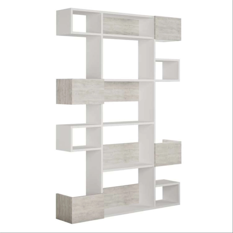 Libreria moderna design parete soggiorno ufficio 120xH171 bianco Axelle
