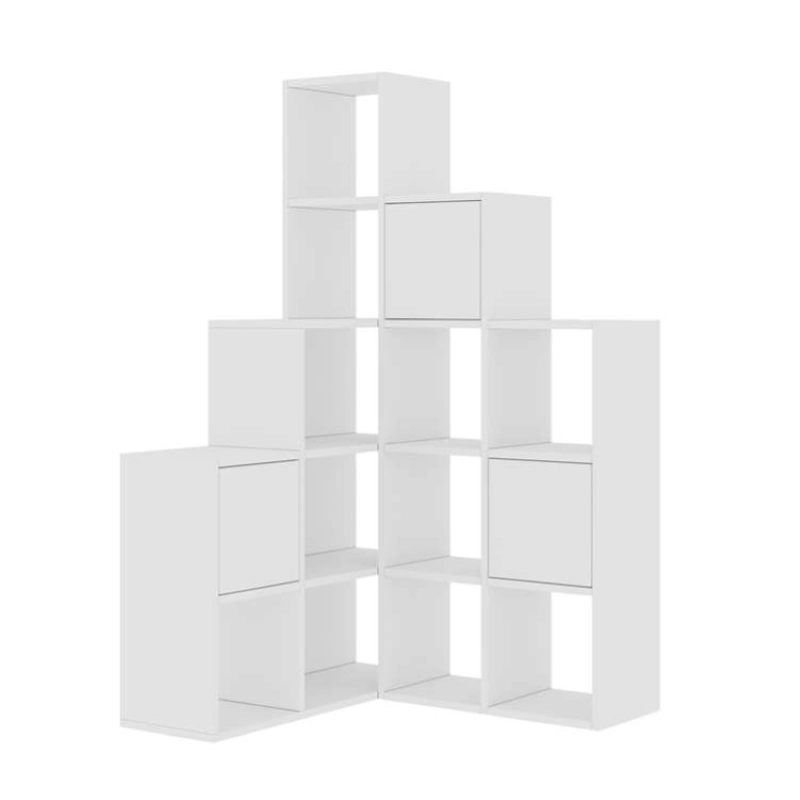 Libreria moderna industrial parete soggiorno design 151xH151 cm bianco Mable