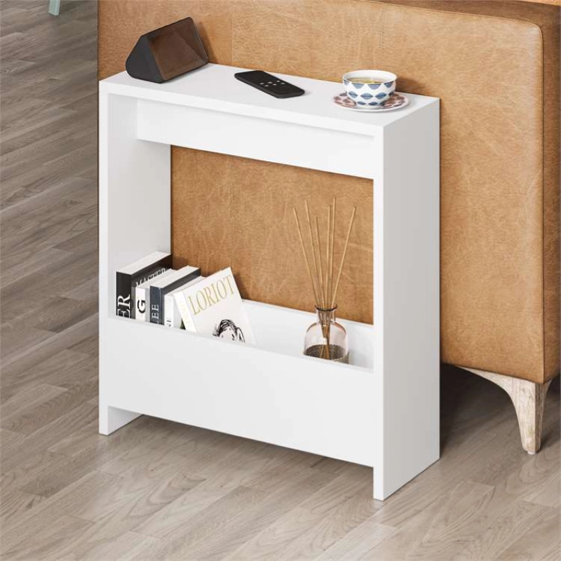 Tavolino soggiorno moderno servitore 55xH60 cm bianco Melvin