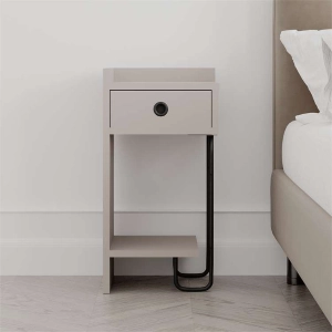 Comodino moderno 1 cassetto design metallo 32xH61 tortora Gerald-D