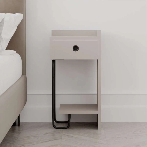 Comodino moderno 1 cassetto design metallo 32xH61 tortora Gerald-S