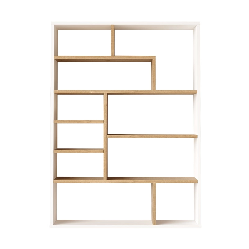 Libreria moderna design soggiorno ufficio 90xH124 rovere bianco Camelia