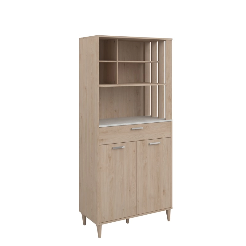 Mobile da cucina dispensa multiuso microonde 83xH182 cm rovere bianco Cooking