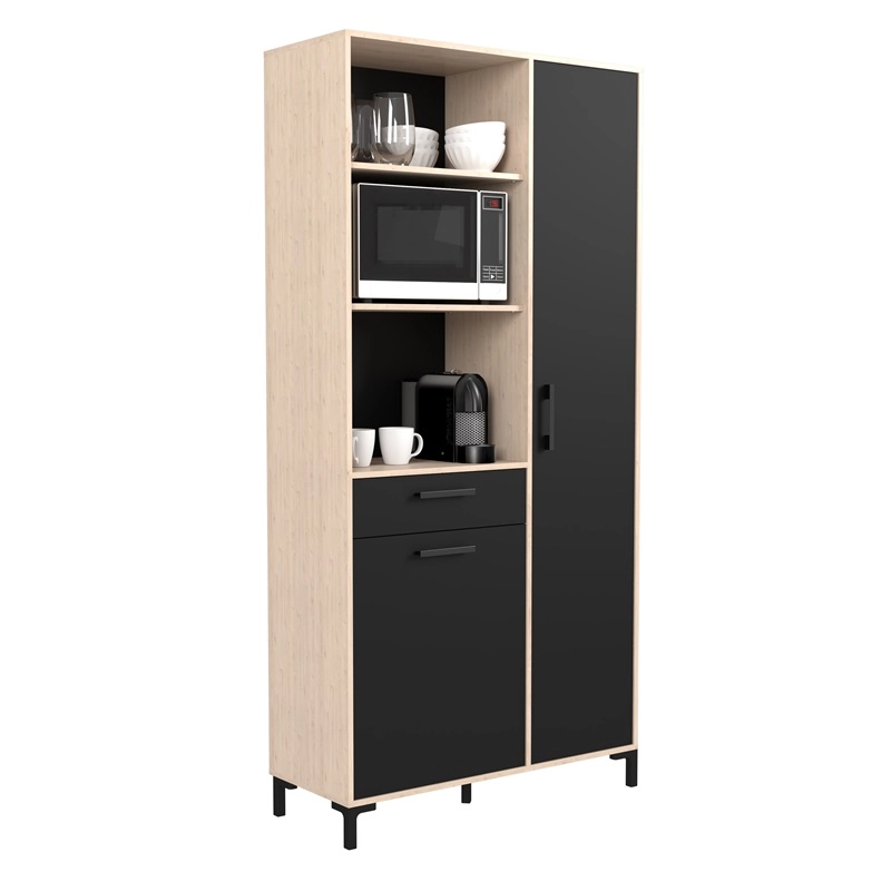 Mobile da cucina dispensa multiuso microonde 100xH206 cm rovere nero Pot