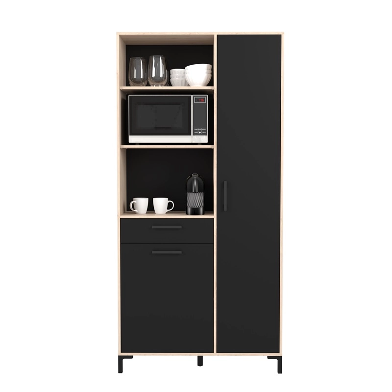 Mobile da cucina dispensa multiuso microonde 100xH206 cm rovere nero Pot