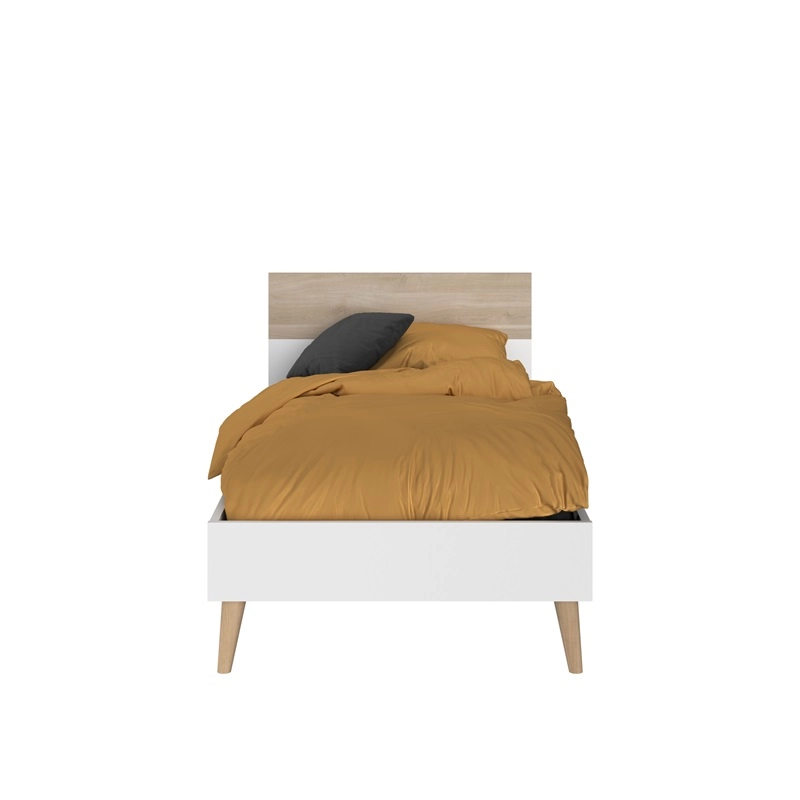 Cameretta completa bambini letto singolo comodino rovere bianco Fada-11