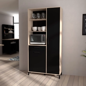 Mobile da cucina dispensa multiuso microonde 100xH206 cm rovere nero Pot