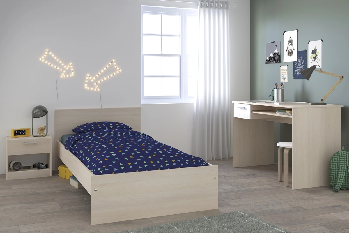 Scrivania moderna ragazzi 108xH75cm 1 cassetto rovere bianco Star