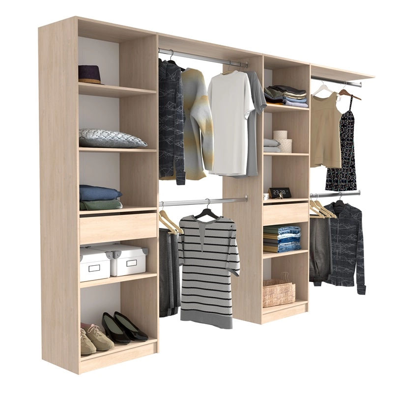 Cabina armadio 320x200h cm allungabile moderno aperto rovere bianco o nero Selin