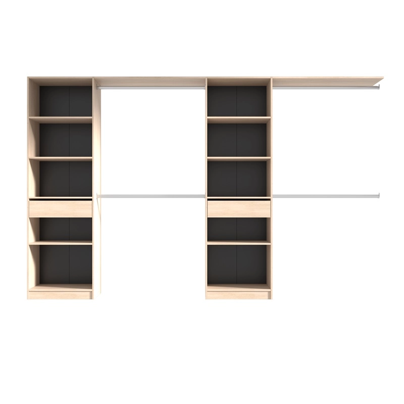 Cabina armadio 320x200h cm allungabile moderno aperto rovere bianco o nero Selin