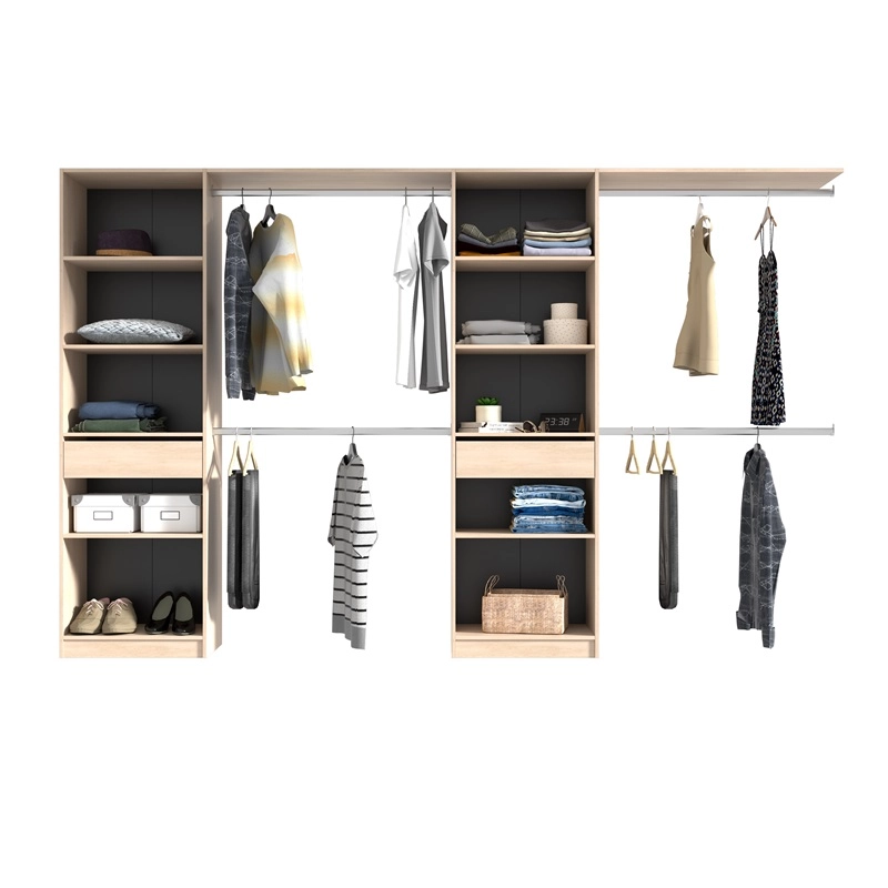Cabina armadio 320x200h cm allungabile moderno aperto rovere bianco o nero Selin