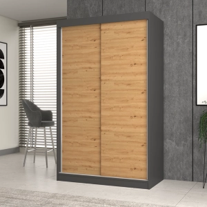 Armadio ante scorrevoli moderno 120xH200 cm quercia antracite Roy