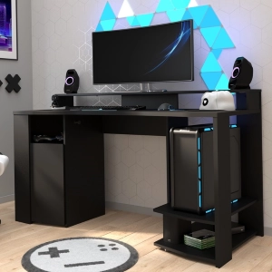 Scrivania moderna gaming design L152xP61 cm nero led Pixel