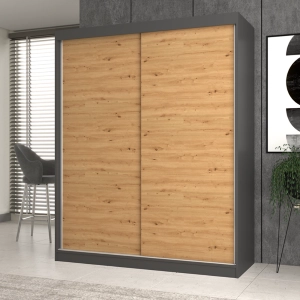 Armadio ante scorrevoli moderno 160xH200 cm quercia antracite Roy