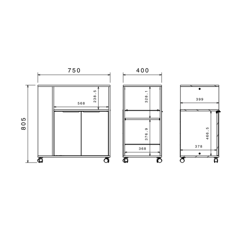 Mobile da cucina dispensa multiuso microonde 75xH80 cm rovere ossido Vinai