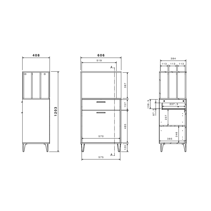 Mobile da cucina dispensa multiuso microonde 60xH120 cm rovere bianco Cooking