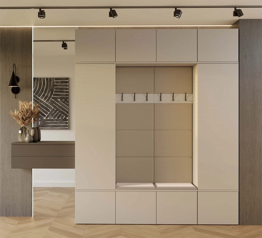 Mobile ingresso moderno 200xH238 cm cassapanca beige Berlino