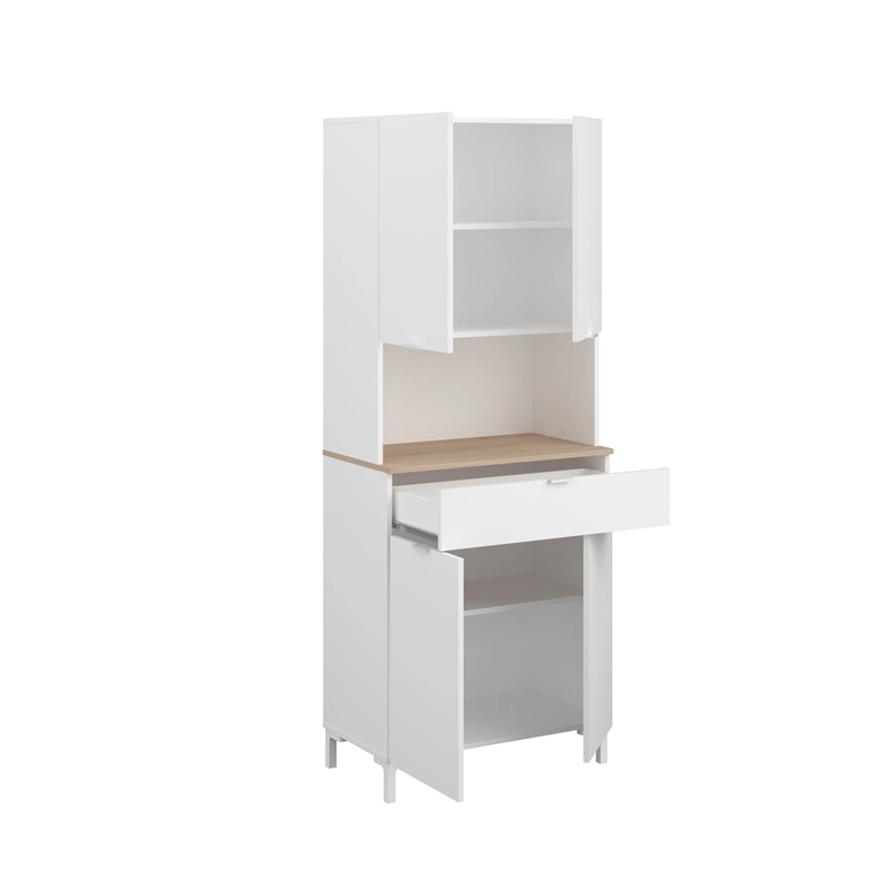 Mobile da cucina dispensa microonde 4 ante 1 cassetto 72xH186 cm rovere bianco Ligna