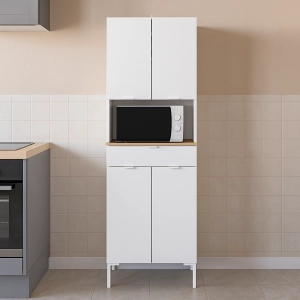 Mobile da cucina dispensa microonde 4 ante 1 cassetto 72xH186 cm rovere bianco Ligna